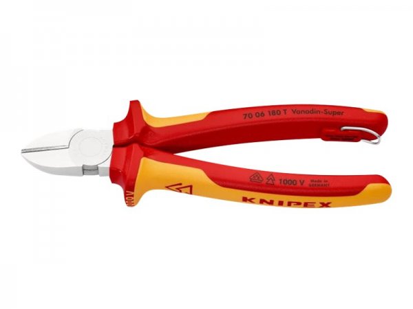 KNIPEX 70 06 180 T - Pinze diagonali - Cromo - Metallo - Plastica - Rosso - Giallo - 65 mm - 180 mm