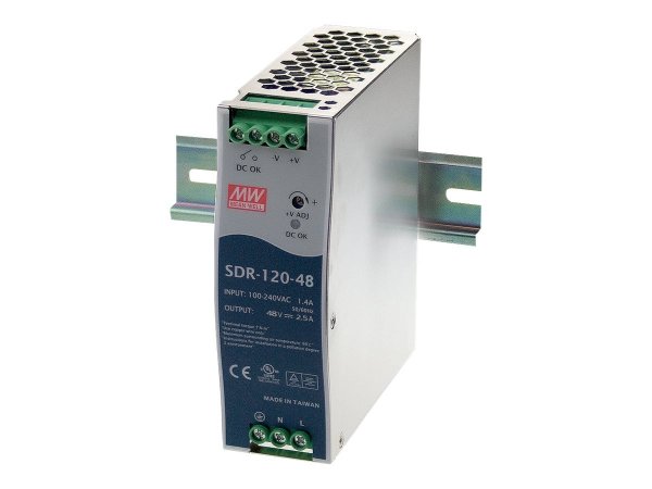 Meanwell Black Box SDR-120-48 - 120 W - 85 - 264 V - 47 - 63 Hz - 1.4 A - 50 ms - 90,5%