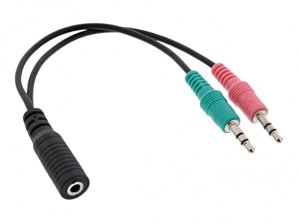 InLine Cavo Audio Y 2x Jack 3,5mm M a Jack 3,5mm F - 0,15m - 4pin CTIA