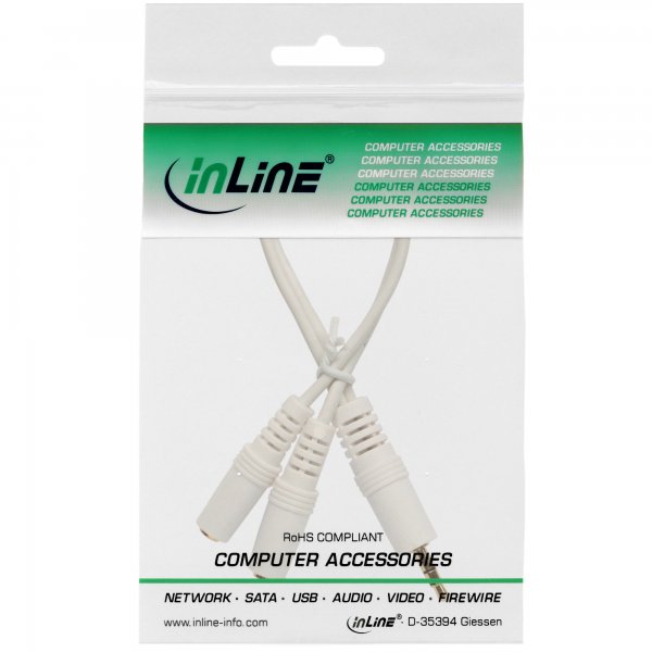 InLine Cavo Audio Y Jack 3,5mm M a 2x Jack 3,5mm F - stereo - 0,1mt - bianco