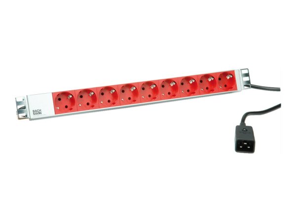 Bachmann 333.936 - 2 m - Interno - Tipo F - Alluminio - Grigio - Rosso - 9 presa(e) AC