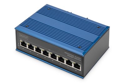 DIGITUS Switch PoE di rete Gigabit Ethernet a 8 porte - industriale - non gestito - Non gestito - L2