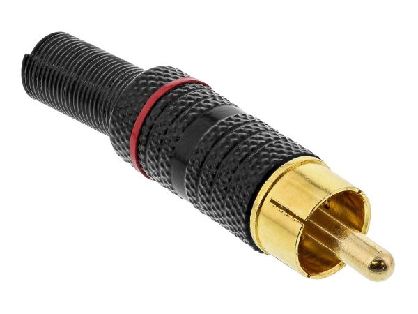 InLine Spina RCA a saldare - nero - anello rosso - per cavo 6mm