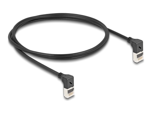 Delock Cavo di rete RJ45 Cat.6A S/FTP Slim da 90° angolato verso l'alto / verso l'alto 1 m nero - 1