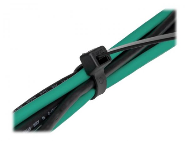 Delock Fascetta ad alta resistenza L 200 x L 4,8 mm nero 100 pezzi - Fascetta con inserimento in par