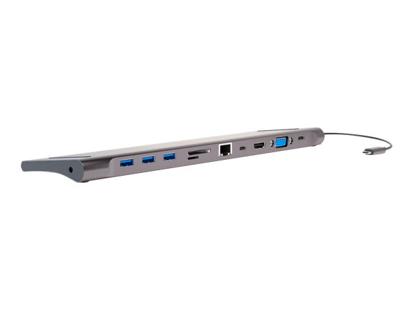 4smarts 11in1 - USB 3.2 Gen 1 (3.1 Gen 1) Type-A + Type-C - 10,100,1000 Mbit/s - Grigio - MicroSD (T
