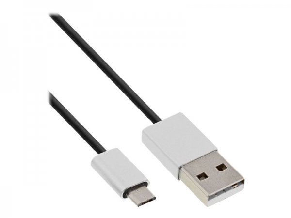 InLine Cavo USB 2.0 Micro - A M/B M - alluminio - nero - 2,4A@1m 1,5A@5m - 2m
