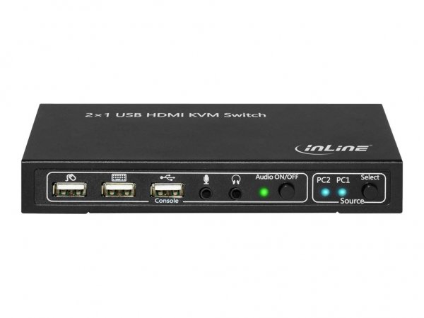 InLine KVM Desktop Switch - 2-porte - HDMI 4K2K - USB 2.0 Hub - con Audio