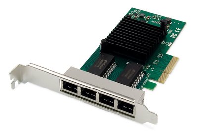 DIGITUS Scheda di rete Gigabit Ethernet a 4 porte - RJ45 - PCI Express - Intel I350 - Interno - Cabl