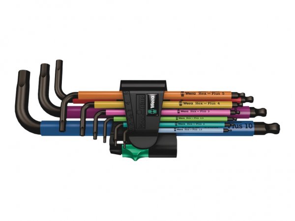 Wera 950 Spkl9 Hex-plus Hex Key Set - Set di chiavi esagonali a L - Metrico/imperiale - 9 pz - Accia