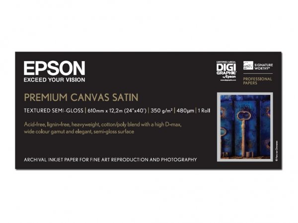 Epson Premium Canvas Satin - in rotoli da 60 - 96cm (24'') x 12 - 19m. - Satinata - 350 g/m² - Bianc