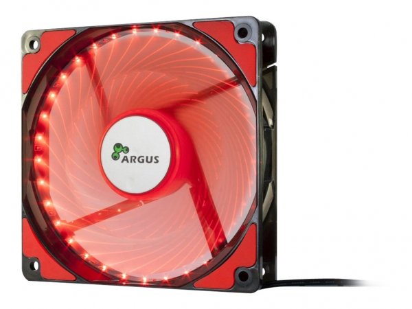 Inter-Tech L-12025 - Ventilatore - 12 cm - 1200 Giri/min - 54 m³/h - Nero - Rosso