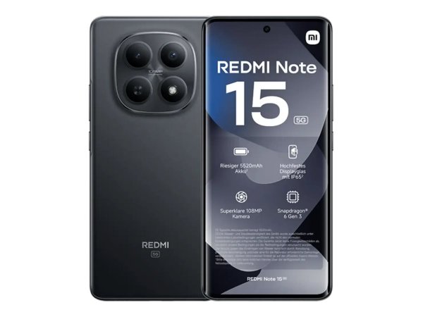 Xiaomi Redmi Note 15 Black Telekom - Mobiltelefon - Cellulare - 256 GB