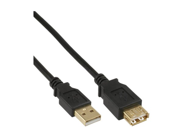 InLine Cavo USB 2.0 A maschio / A femmina - prolunga - dorato - nero - 2m