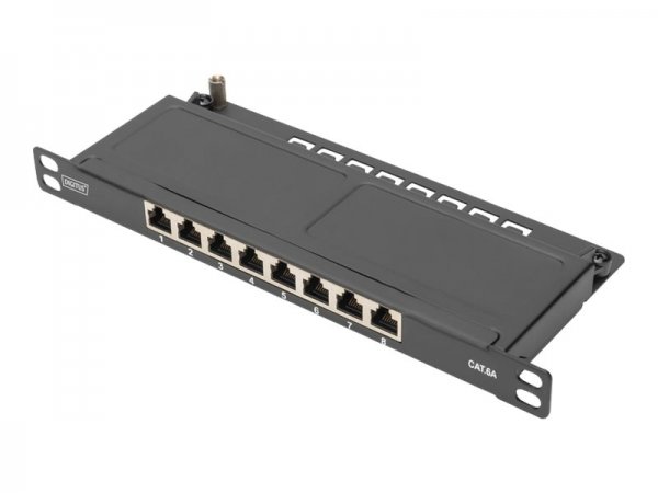 DIGITUS Pannello patch sottile CAT 6A - schermato - 8 porte - 0,5 U - 10" - nero - 10GBase-T - 10 Gi