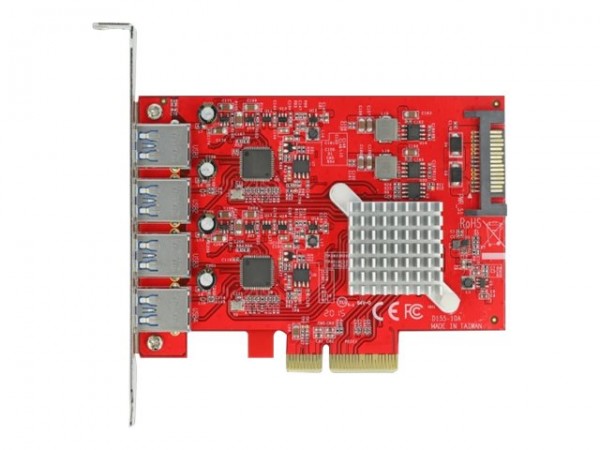 Delock Scheda PCI Express x4 per 4 x SuperSpeed USB 10 Gbps (USB 3.2 Gen 2) USB Tipo-A femmina ester