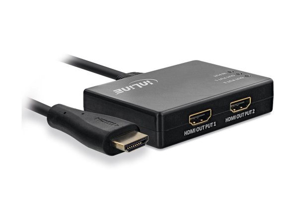 InLine HDMI splitter/distributore - a 2 vie - 4K/60Hz - con cavo integrato