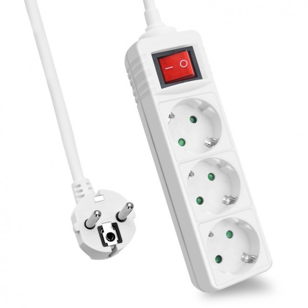 Helos Steckdosenleiste CLASSIC 3-fach weiss mit Schalter - Strip alimentazione