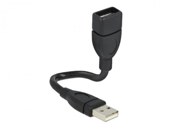 Delock 15cm USB 2.0 - 0,15 m - USB A - USB A - USB 2.0 - Maschio/Femmina - Nero