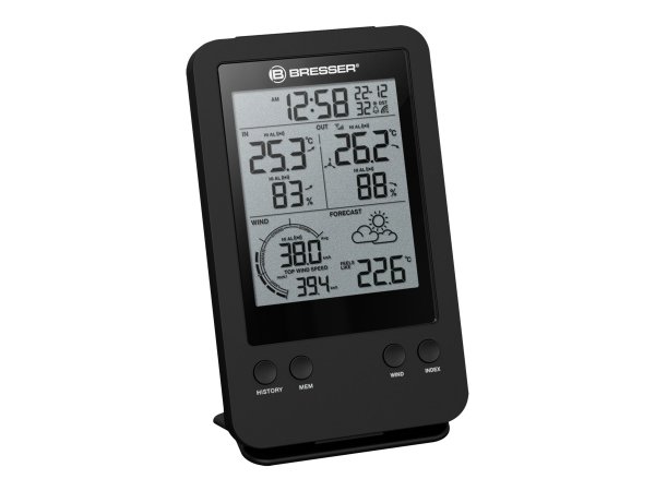 Bresser Optics 7002531 - Nero - Anemometro (velocità del vento) - Igrometro da interno - Termometro