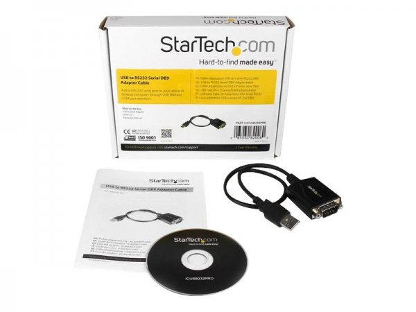 StarTech.com Cavo adattatore DB9 USB a seriale RS-232 30 cm - con interfaccia COM - Nero - CE - FCC