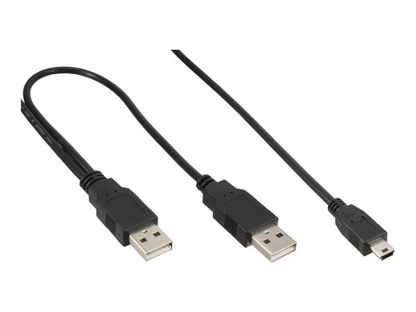 InLine Cavo USB2.0 Mini Sdoppiato - 2x Am/ Mini Bm(5pol) - Y Form - nero - 1m