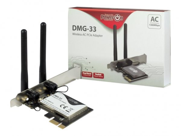 Inter-Tech DMG-33 - Interno - Wireless - PCI Express - WLAN - Wi-Fi 5 (802.11ac) - 1300 Mbit/s