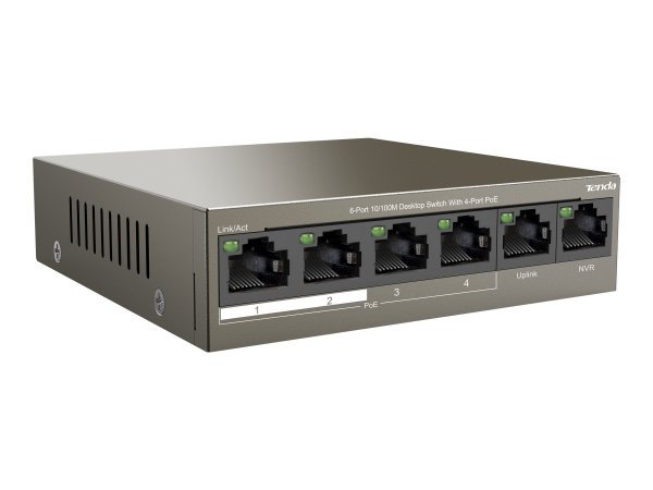 Tenda Switch FE TEF1106P-4-63W 58W 4x PoE - Interruttore - 0,1 Gbps