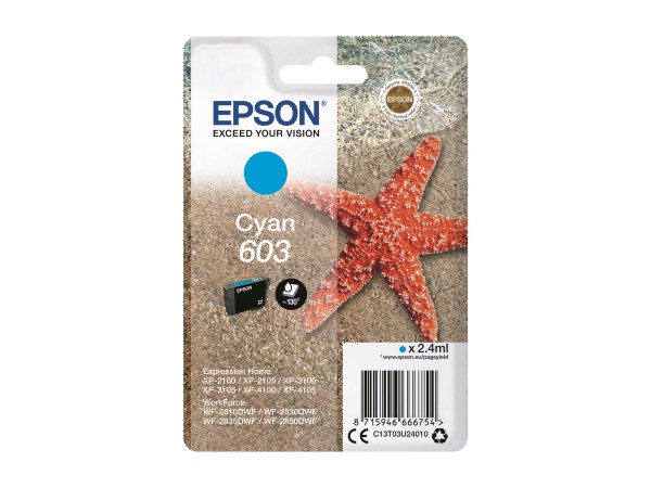 Epson 603 - 2.4 ml - Cyan - original - Blisterverpackung