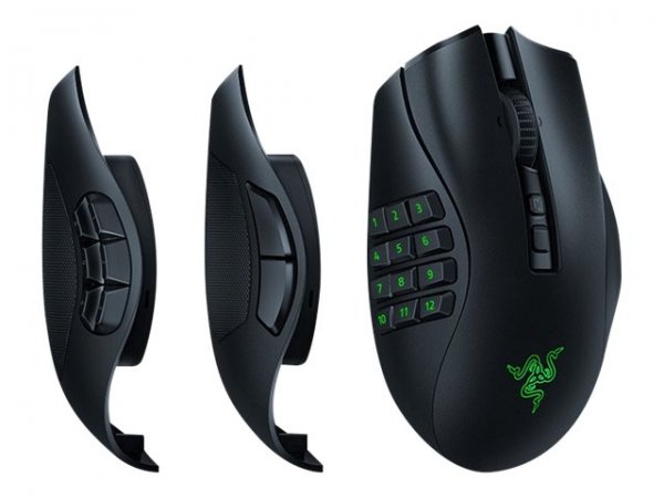 Razer Naga V2 Pro - Mano destra - Ottico - RF Wireless + Bluetooth + USB Type-C - 30000 DPI - Nero