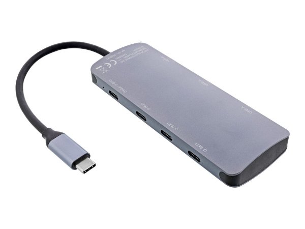 InLine Hub USB 3.2 Gen.2 - 4x USB-C + 3x USB-A - PD 100W - alluminio - grigio