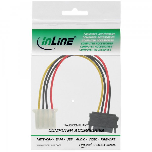 InLine Cavo adattatore di alimentazione - 1x 5,25" F a SATA 15pin - 0,15m