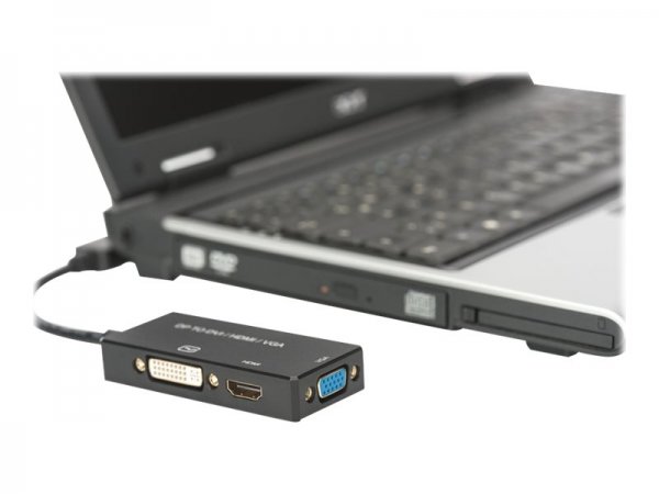 DIGITUS Cavo convertitore DisplayPort 3in1 - 0,2 m - DisplayPort - DVI-D - Maschio - Femmina - Oro