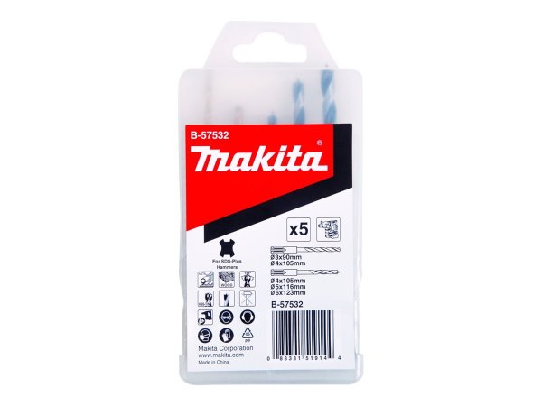 Makita B-57532 - Set di punte per trapano - Metallo - Legno - SDS-plus - 5 pz