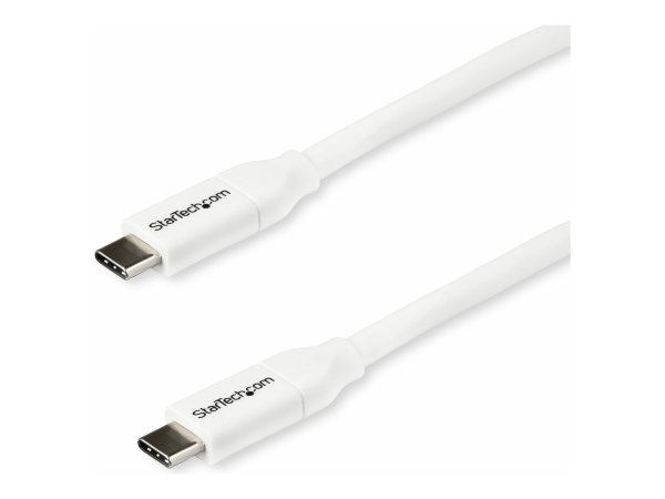 StarTech.com Cavo USB-C a USB-C con PD 5A - M/M - Bianco da 2m - USB 2.0 - Certificato USB-IF - 2 m
