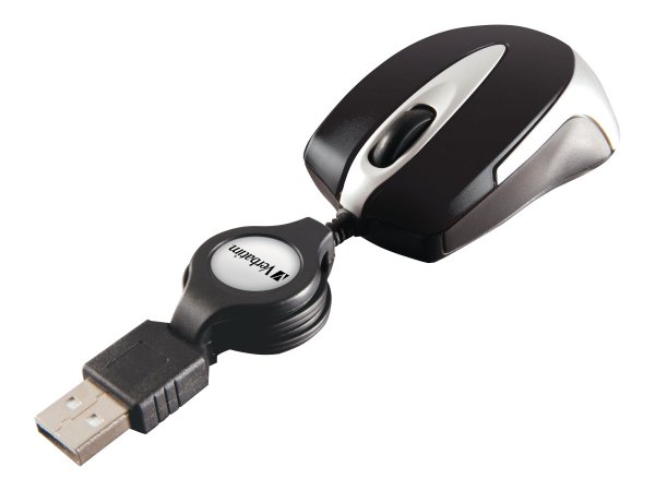 Verbatim Mouse ottico da viaggio Go Mini - Nero - Ambidestro - Ottico - USB tipo A - 1000 DPI - Nero