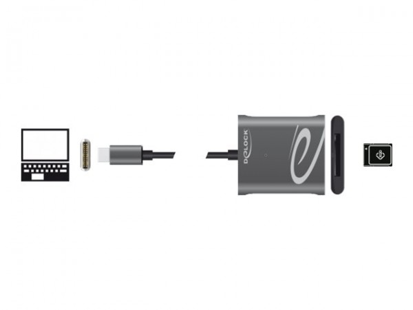 Delock Lettore di schede USB Type-C per schede di memoria XQD 2.0 - XQD - Nero - Grigio - 5000 Mbit/
