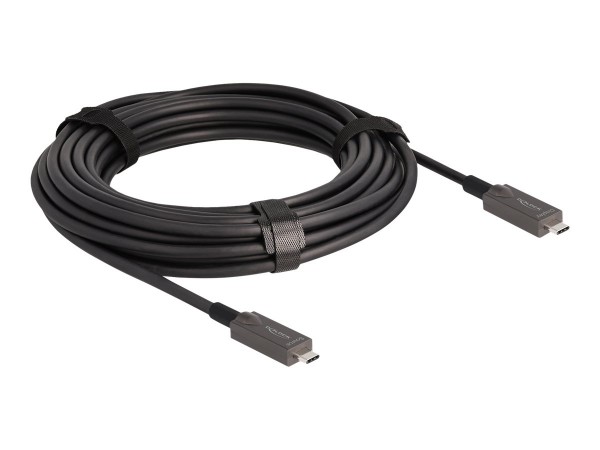 Delock Cavo ottico attivo USB-C Video + Dati + PD da 10 m - 10 m - USB tipo-C - USB tipo-C - Nero