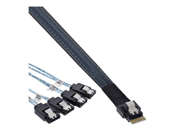 InLine cavo Slim SAS - da SFF-8654 4i a 4x SATA a 7 pin - 12Gb/s - 0,5m