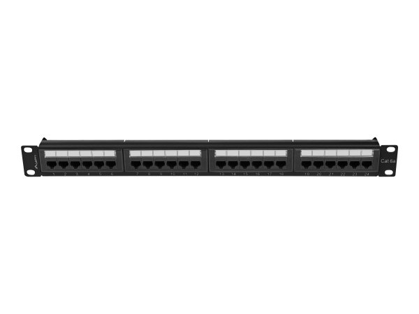 Lanberg PPUA-1024-B - Cat6a - U/UTP (UTP) - Nero - ABS - Metallo - Montaggio a rack - 1U
