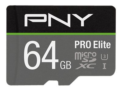 PNY PRO Elite - 64 GB - MicroSDXC - Classe 10 - UHS-I - 100 MB/s - Class 3 (U3)
