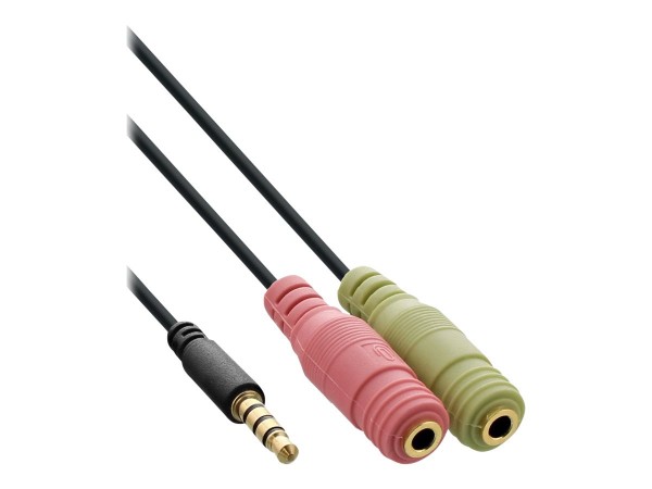 InLine Cavo Audio Y - Jack 3,5mm M a 2x Jack 3,5mm F - 4pin CTIA - 2m - nero
