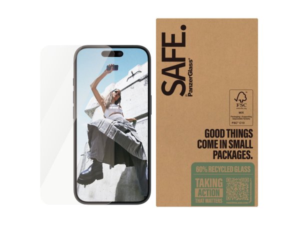 PanzerGlass SAFE. by Displayschutz iPhone 16| 15| Ultra-Wide Fit