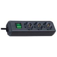 Brennenstuhl Eco-Line with switch and 1,5 mm² Ø cable - 5 m - Nero - 3 presa(e) AC - Nero