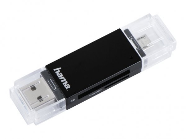 Hama Lettore USB 2.0 Basic - OTG "On The Go" per smartphone e tablet - USB A/USB B Micro - SD - SDHC
