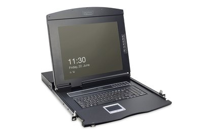 DIGITUS Console modulare con TFT da 17" (43,2 cm) - 1 porta KVM e touchpad - tastiera francese - 43,