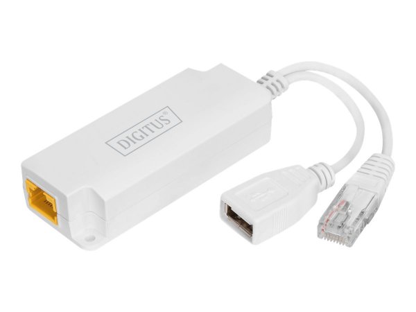 DIGITUS Splitter PoE USB-A 5V - IEEE 802.3at - 10/100Base-T(X) - Bianco - IP40 - 0,124 m - 0 - 40 °C