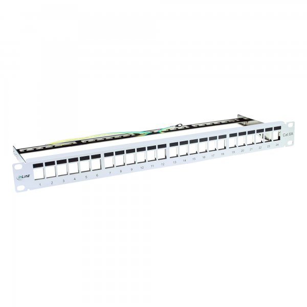InLine Patch Panel 19" 1U Cat.6A 24-porte - per Snap-In Keystone - grigio chiaro