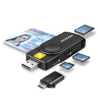 AXAGON CRE-SMP2A USB Smart Card & SD/microSD/SIM Pocket - Card-Reader - Micro SD