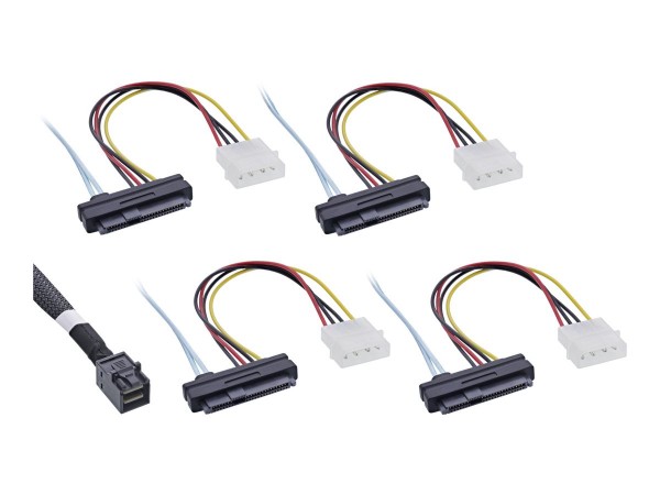 InLine Cavo Mini SAS - SFF-8643 a 4x SFF-8482 + alimentazione - 0,5m